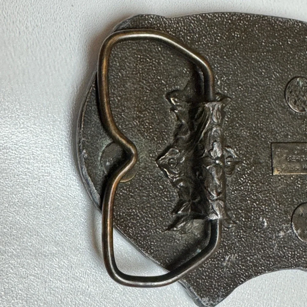 Vintage Pewter Deer‎ Buckle Hunting Scene Belt Buckle Metal Western Cowboy